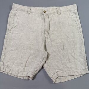 NN07 No Nationality Crown Shorts Men's 36 Beige 100% Linen Chino Beach Summer